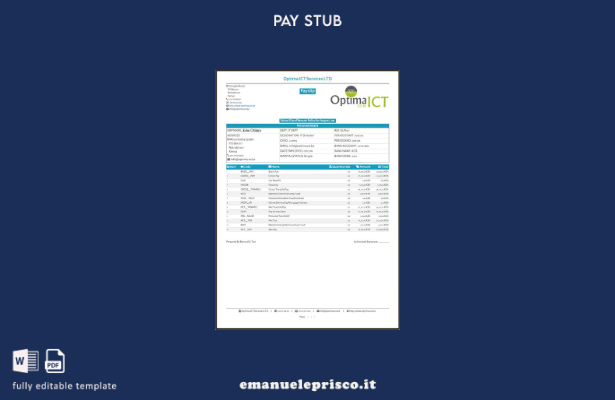 modello di busta paga India Optima ICT Services LTD in stile verificato
